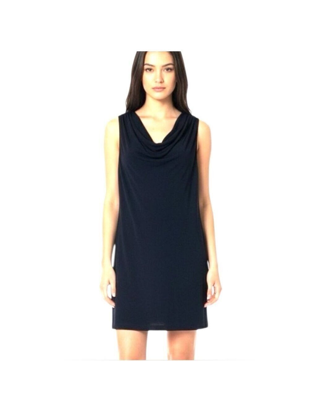 HAUTE HIPPIE 100% Rayon Jersey Knit Black Sleeveless Cowl Neck Mini Dress Sz S